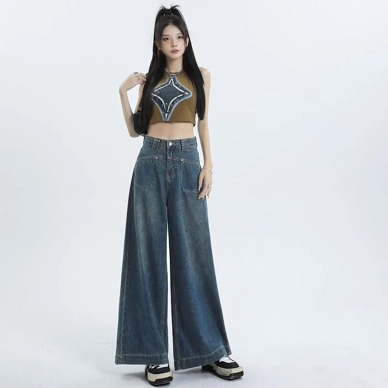 Loose Fit Wide-Leg Versatile High-Waisted Flare Leg Jeans