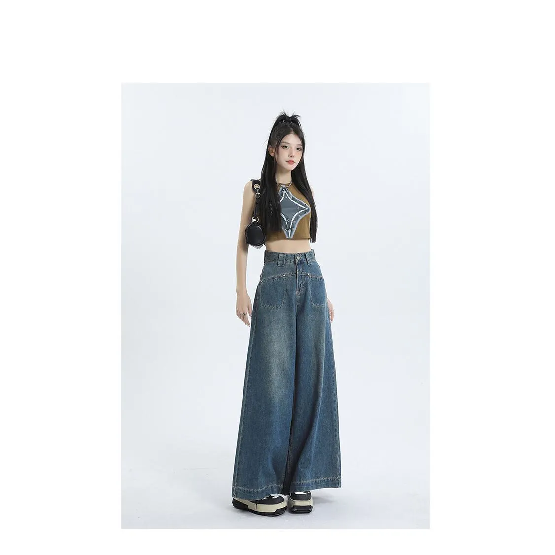 Loose Fit Wide-Leg Versatile High-Waisted Flare Leg Jeans