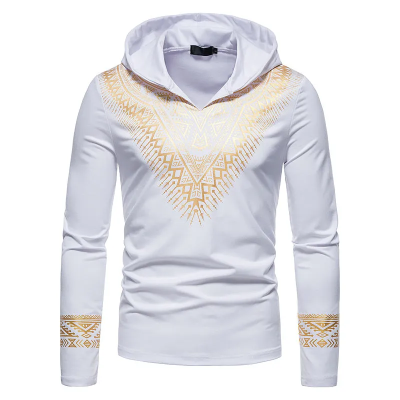 Men Prints Long Sleeves Hoody T-Shirt