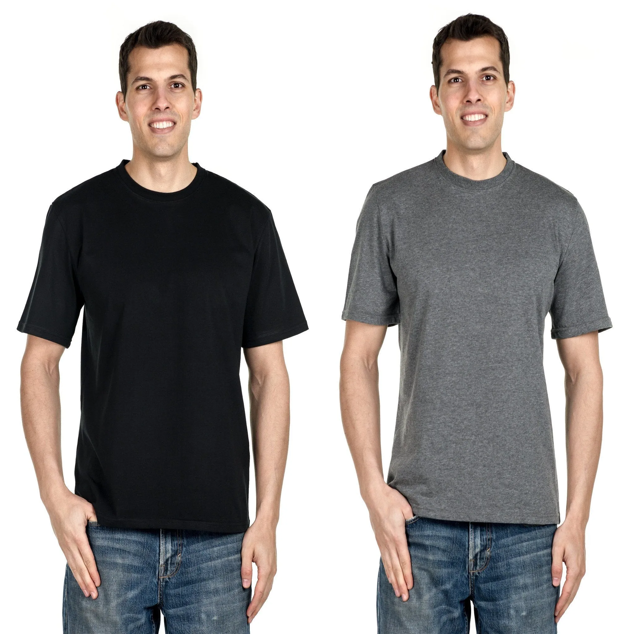 Men's 2-Pack Premium Knit T-Shirts - Black/Charcoal