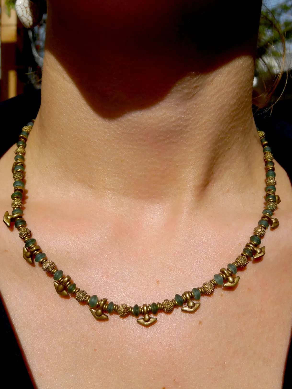 Necklace Tourmaline And Vintage African Brass Ooloo