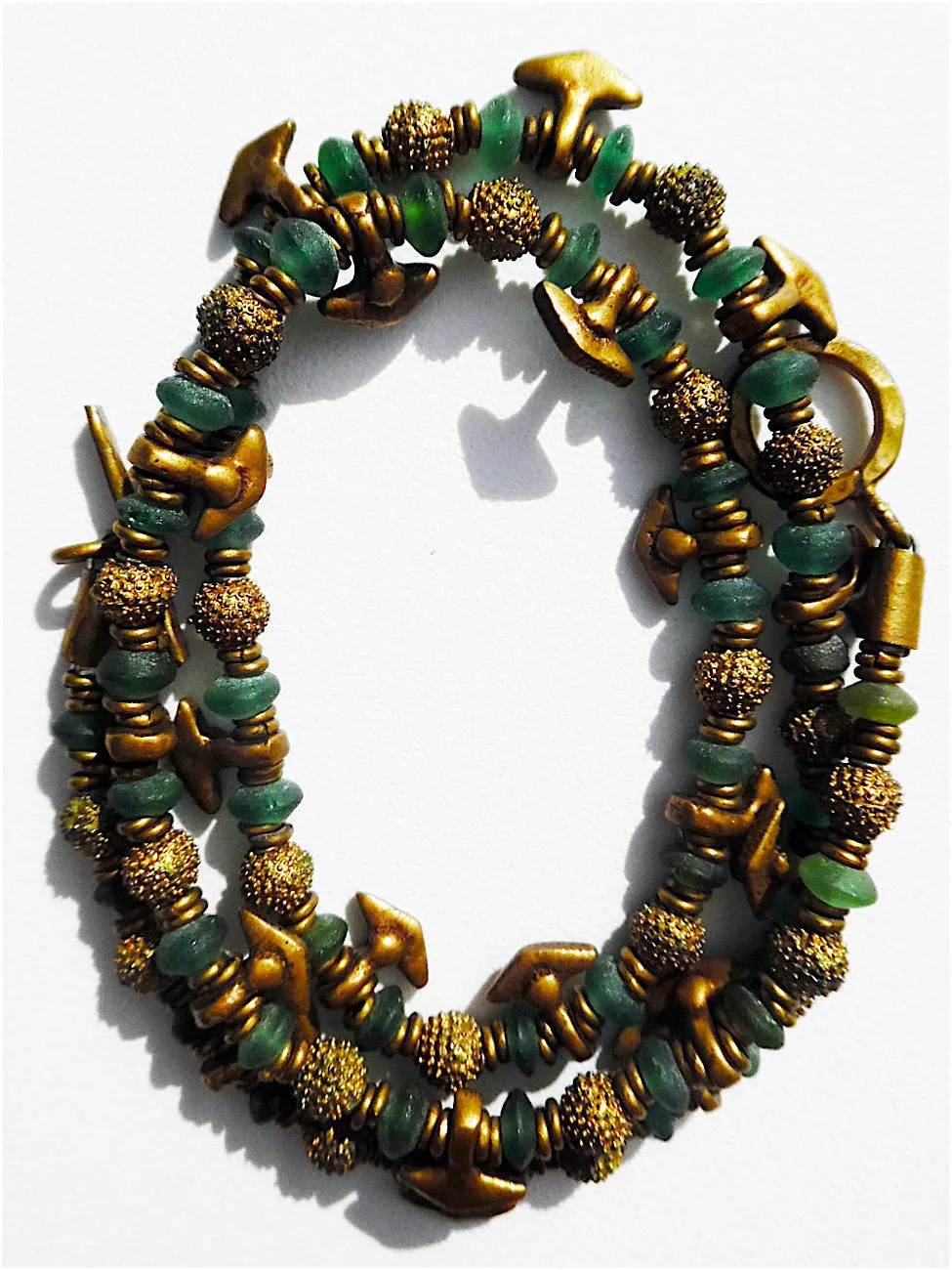 Necklace Tourmaline And Vintage African Brass Ooloo