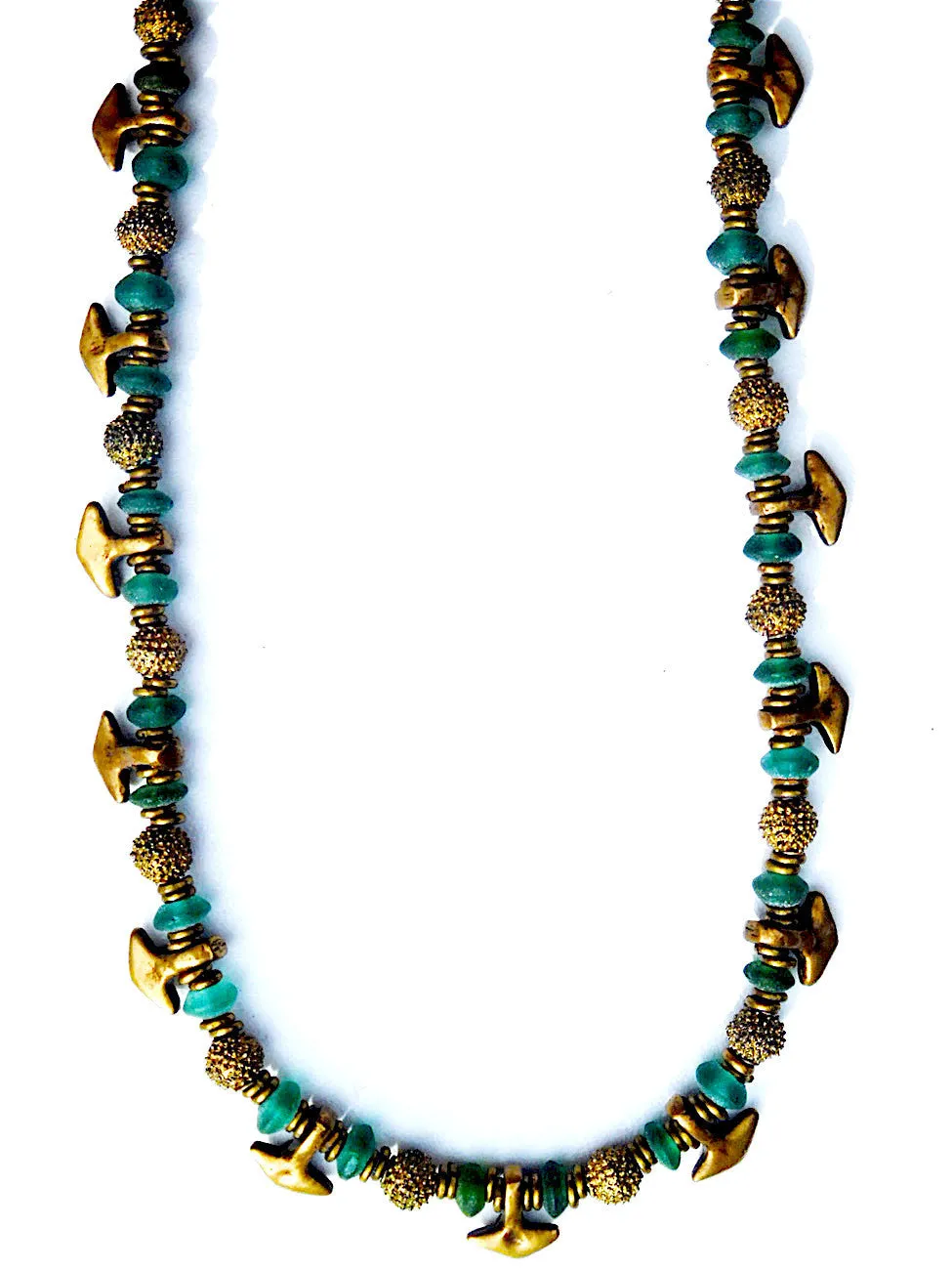 Necklace Tourmaline And Vintage African Brass Ooloo