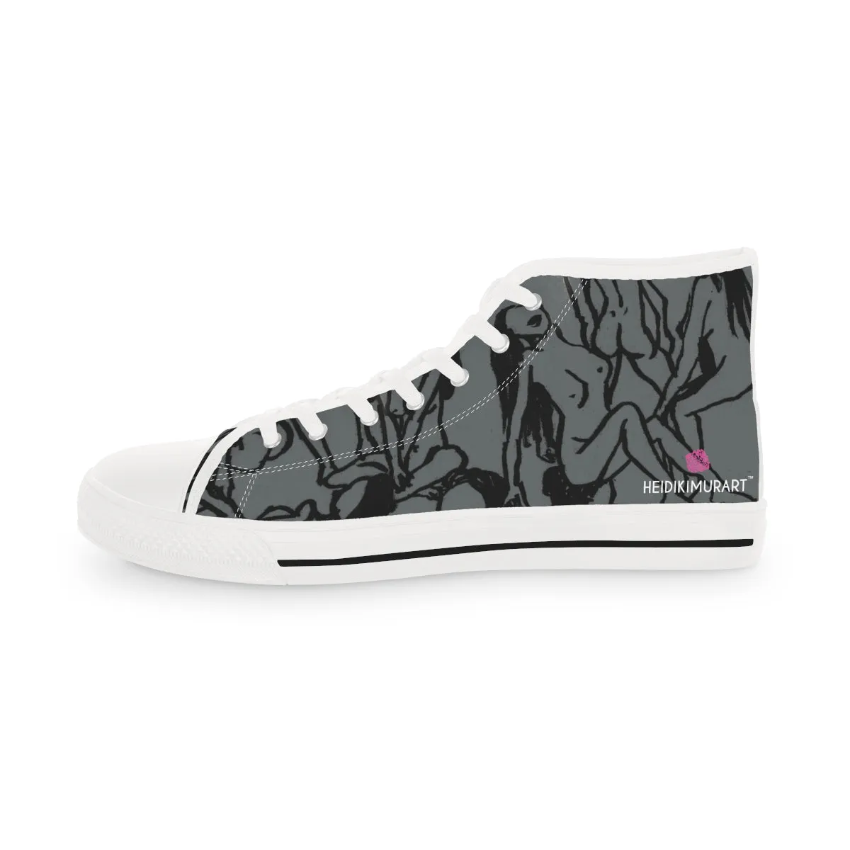 Nude Art Best Men's High Tops, Grey Unique Footwear, Modern Minimalist Best Men's High Top Sneakers Running Shoes