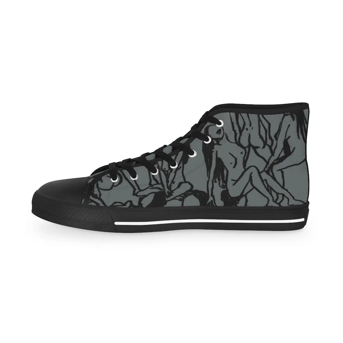 Nude Art Best Men's High Tops, Grey Unique Footwear, Modern Minimalist Best Men's High Top Sneakers Running Shoes