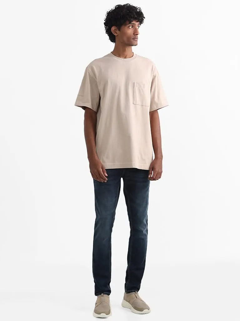 Nuon Beige Cotton Relaxed-Fit T-Shirt