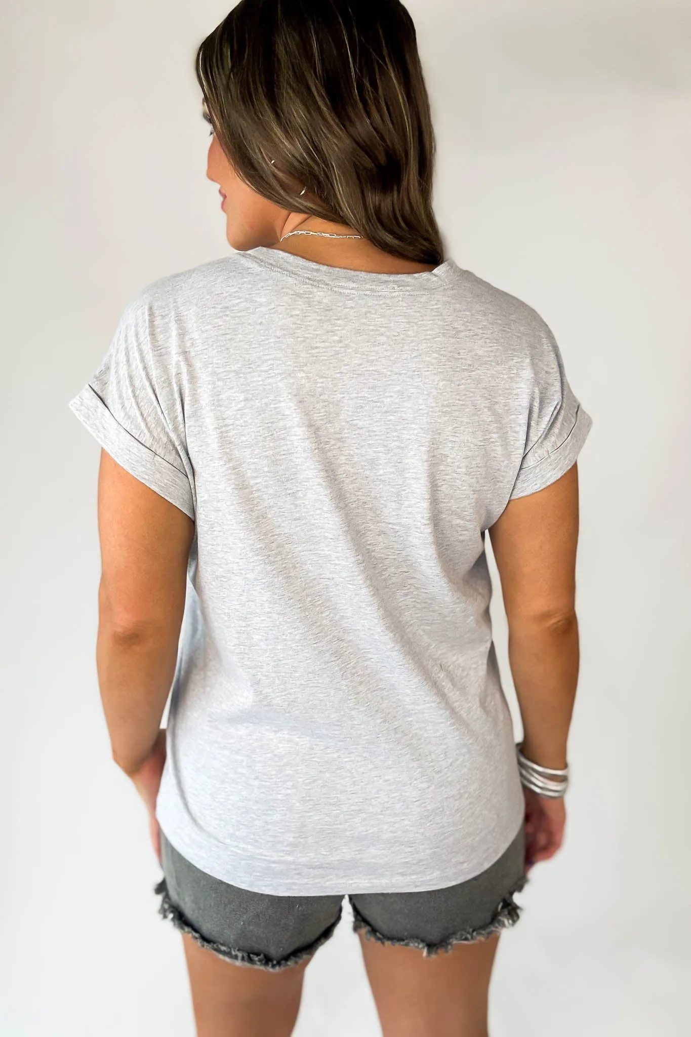 Relax Heather Grey Folded Sleeve Top