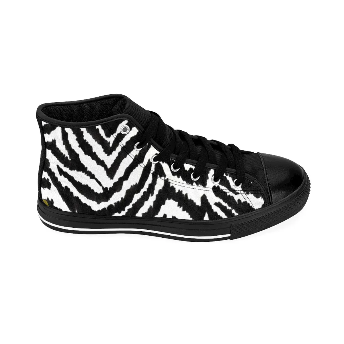 Robust Zebra Men's High Tops, White Black Zebra Animal Print Men's High-Top Sneakers Tennis Shoes