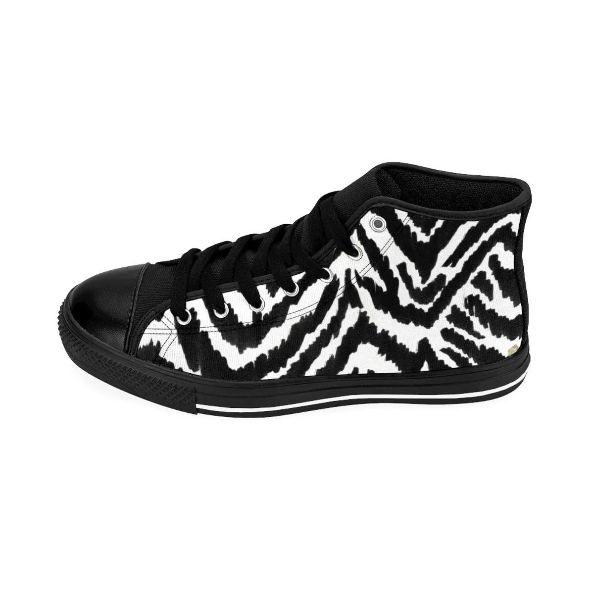 Robust Zebra Men's High Tops, White Black Zebra Animal Print Men's High-Top Sneakers Tennis Shoes