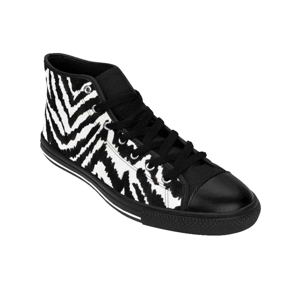 Robust Zebra Men's High Tops, White Black Zebra Animal Print Men's High-Top Sneakers Tennis Shoes