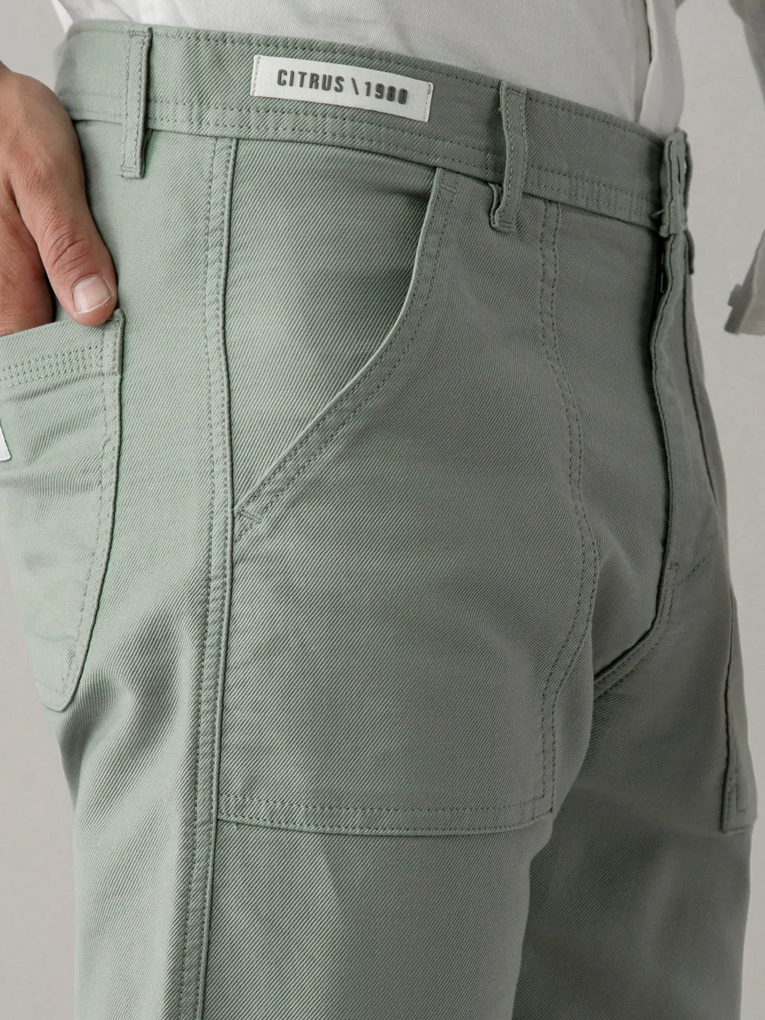 Sage Green Plain Cargo Pant