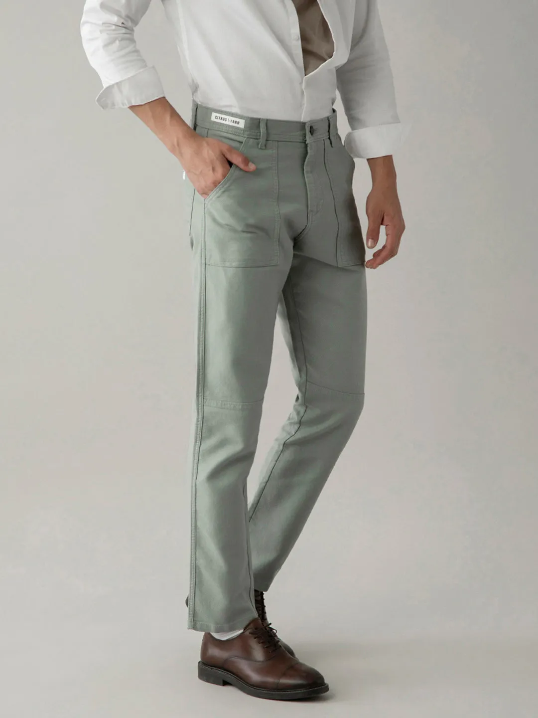 Sage Green Plain Cargo Pant