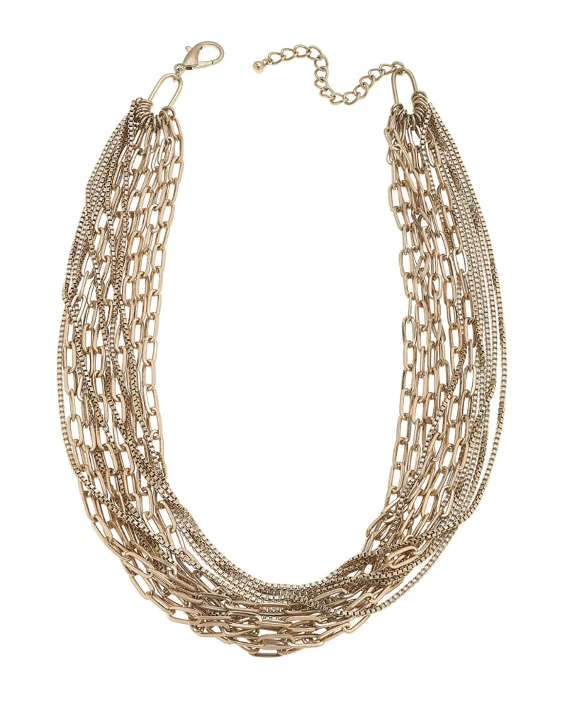 Soren Layered Mixed Media Chain Statement Necklace