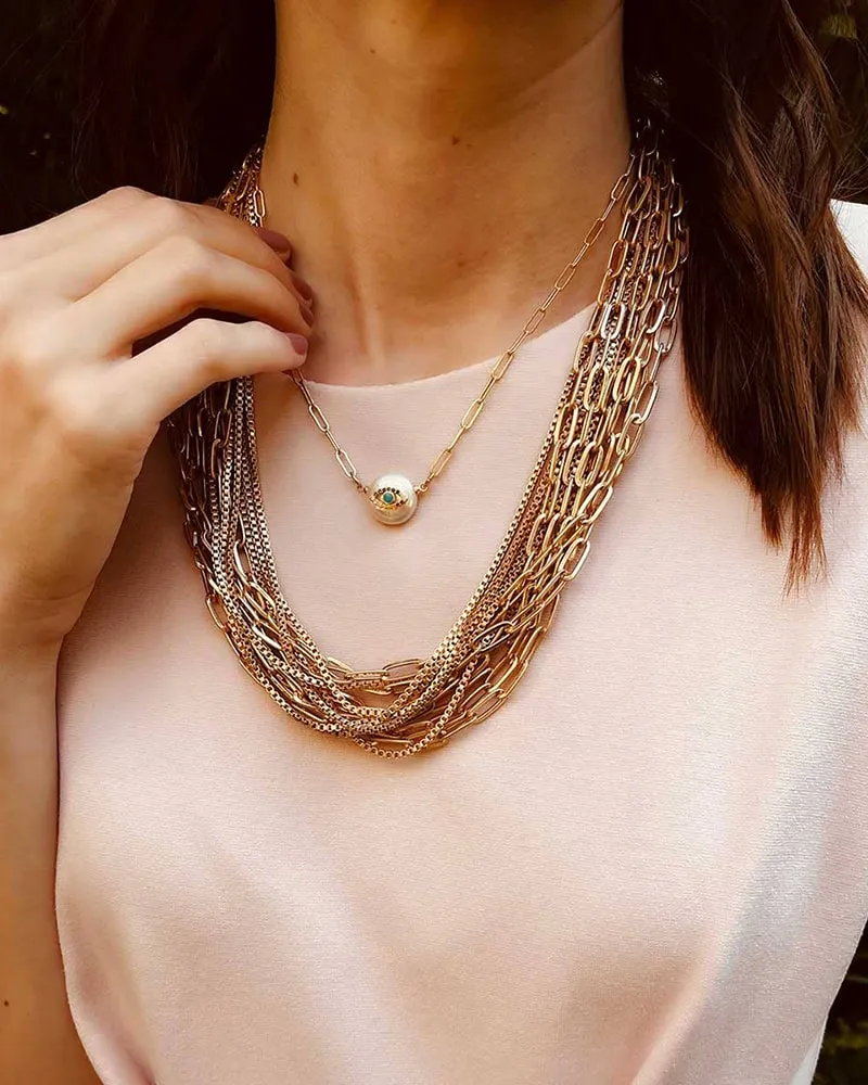 Soren Layered Mixed Media Chain Statement Necklace