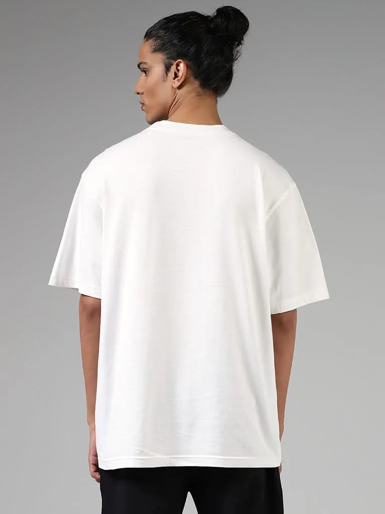 Studiofit White Cotton Relaxed-Fit T-Shirt