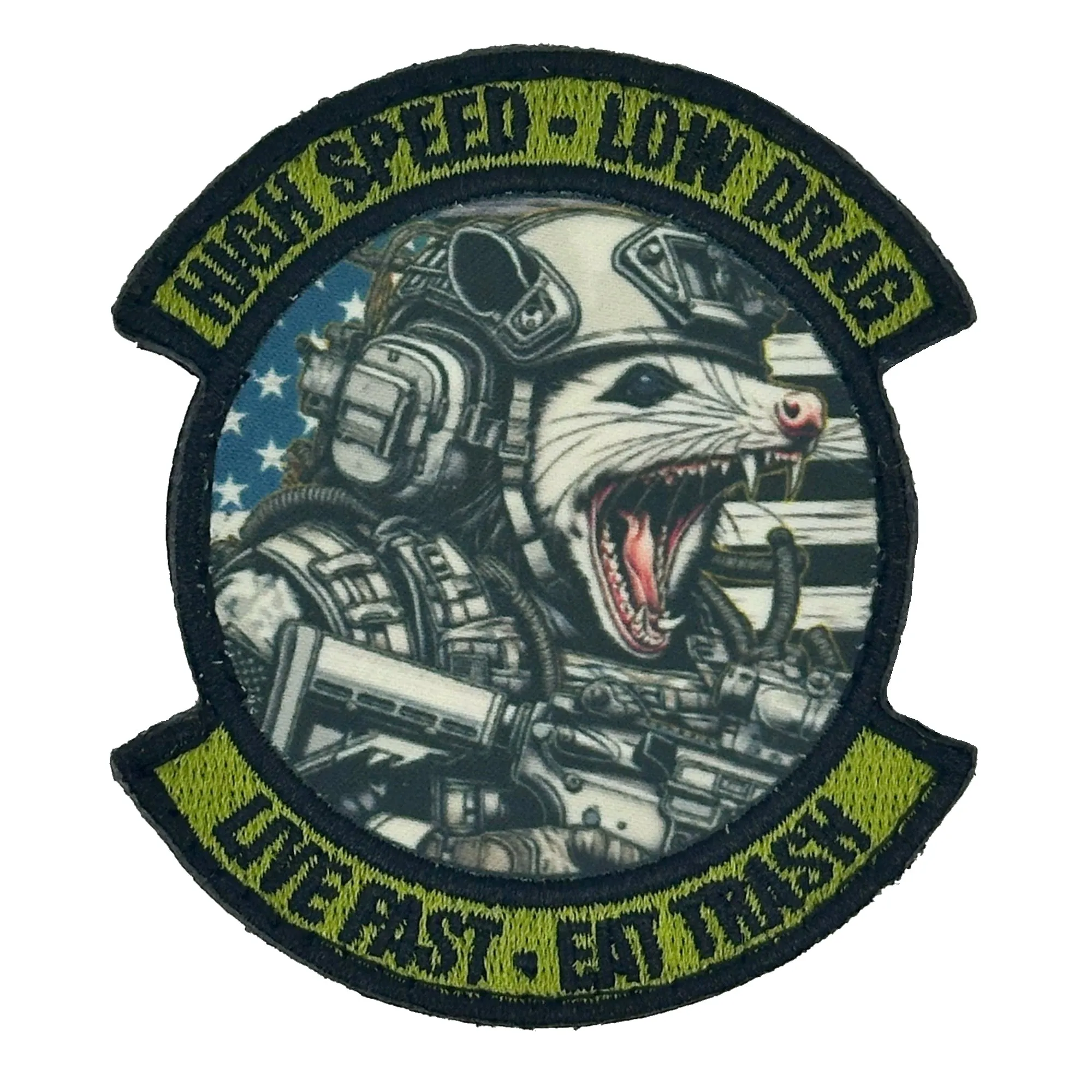 Tactical Possum Street Cat Collection - High Speed - Low Drag - Live Fast - Eat Trash - 3" Embroidered/Sublimated Patch