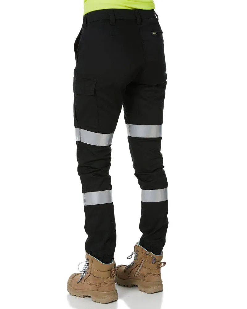 Women's Taped Cotton Cargo Cuffed Pants - Black