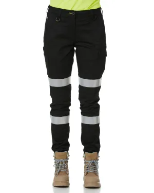 Women's Taped Cotton Cargo Cuffed Pants - Black